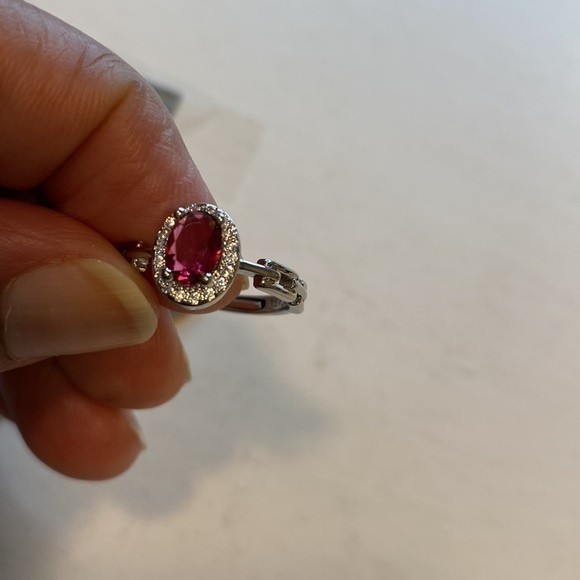 Womens Pink Oval Crystal Ring Faux Cubic Zirconia Diamonds with adjustable band - Picture 4 of 9